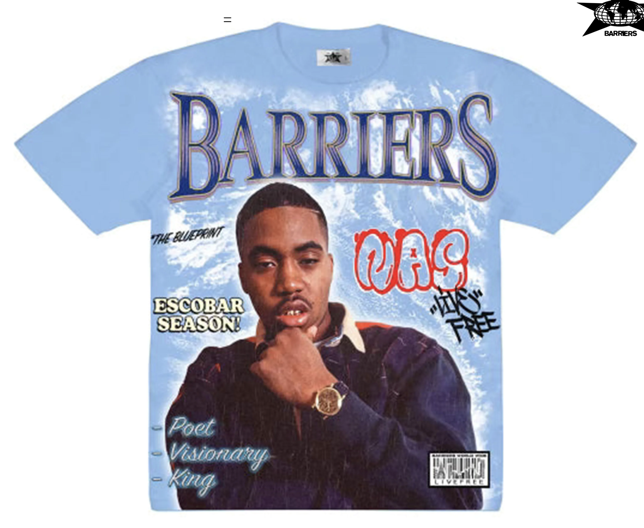 Barriers Worldwide Nas Tee "Blue"