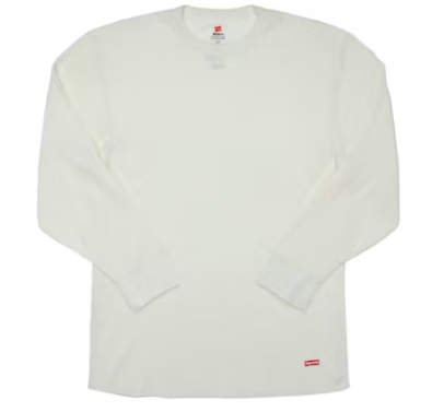 Supreme x Hanes Thermal Crew "White"
