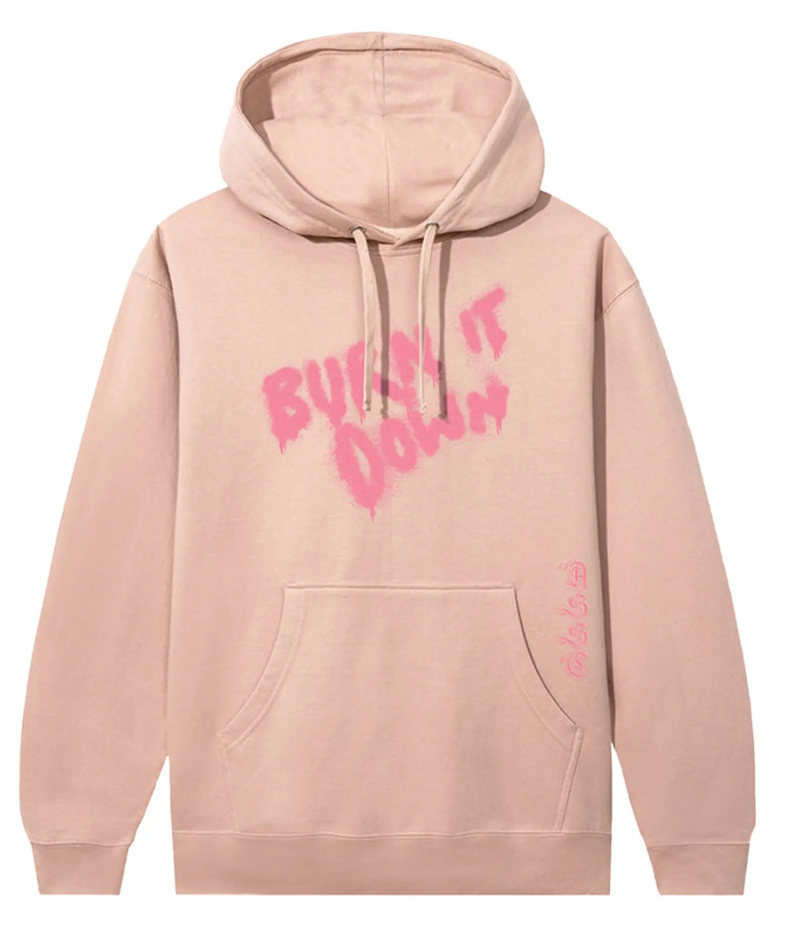 Anti Social Social Club x 2 Tone "Burn It Down" Hoodie Dusty Pink