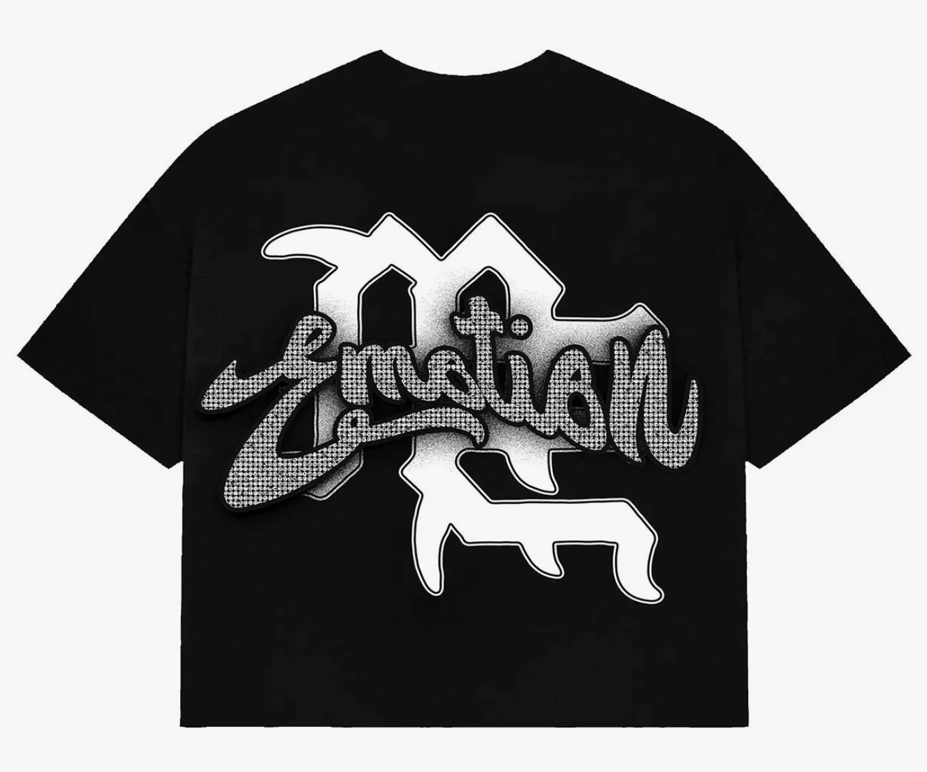 Mixed Emotions "Cupid" Cropped Rhinestone Tee Shirt (Black)