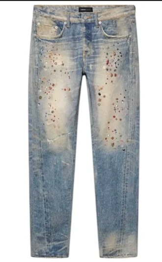 Purple Brand Cyanine Jewel Embellished Skinny Fit Stretch Jeans