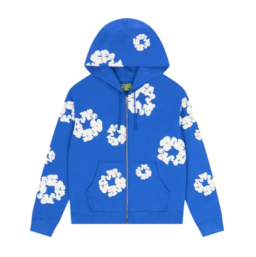 Denim Tears Cotton Wreath Zip Hoodie “Blue“