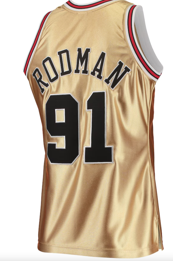 Dennis Rodman Gold Mitchell & Ness 75th Anniversary 1997/98 Hardwood Classics Swingman Jersey