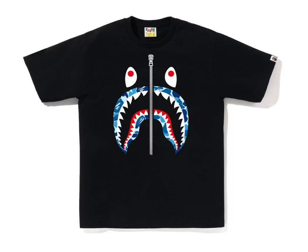 BAPE ABC Camo Shark Silver Zip Tee “Black/Blue/Red”