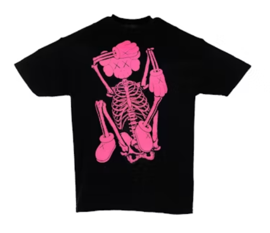 Kaws Skeleton New Fiction Tee "Pink"