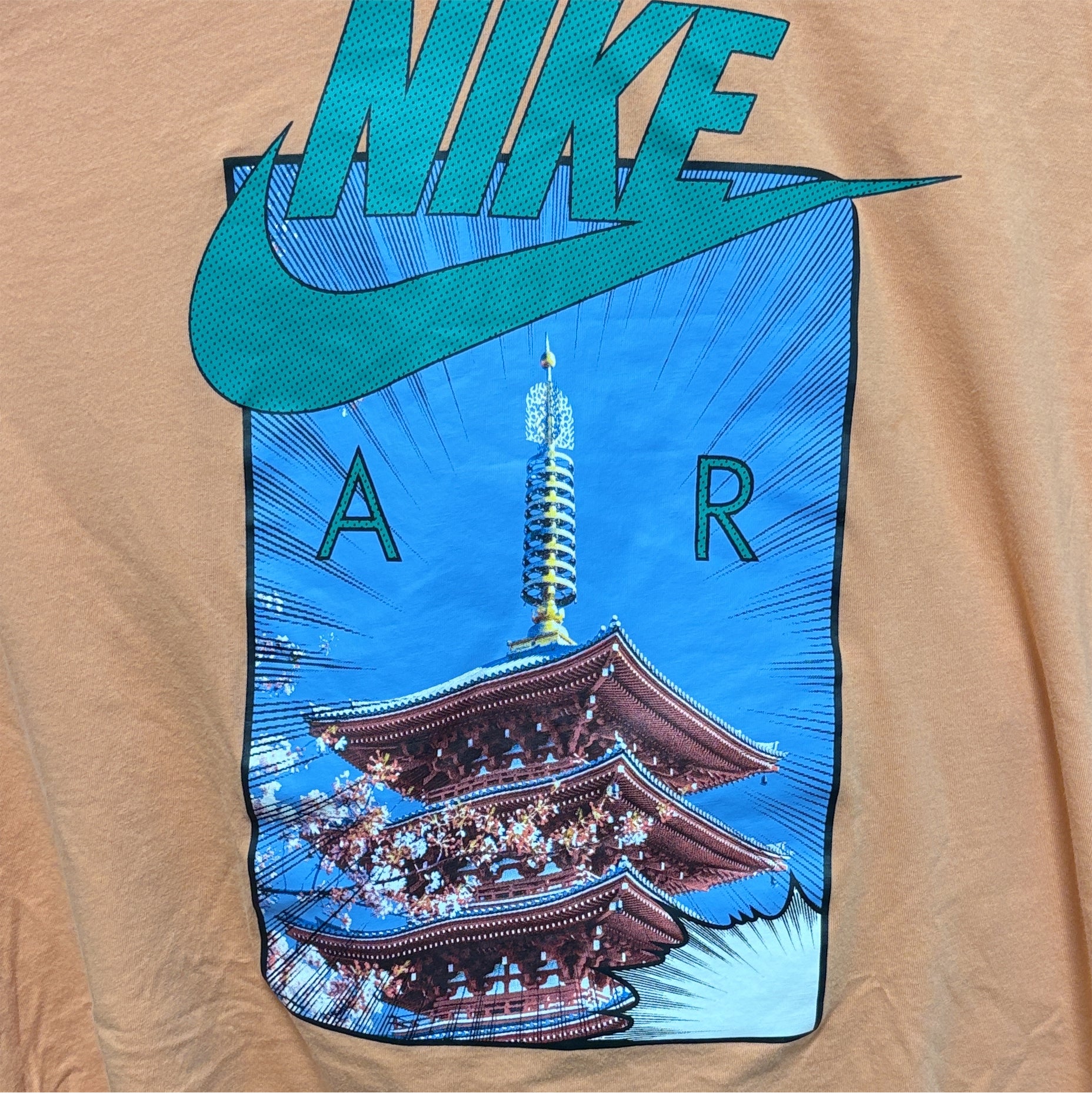Nike Kyoto Temple Japan Comic Cartoon Tee "Orange"