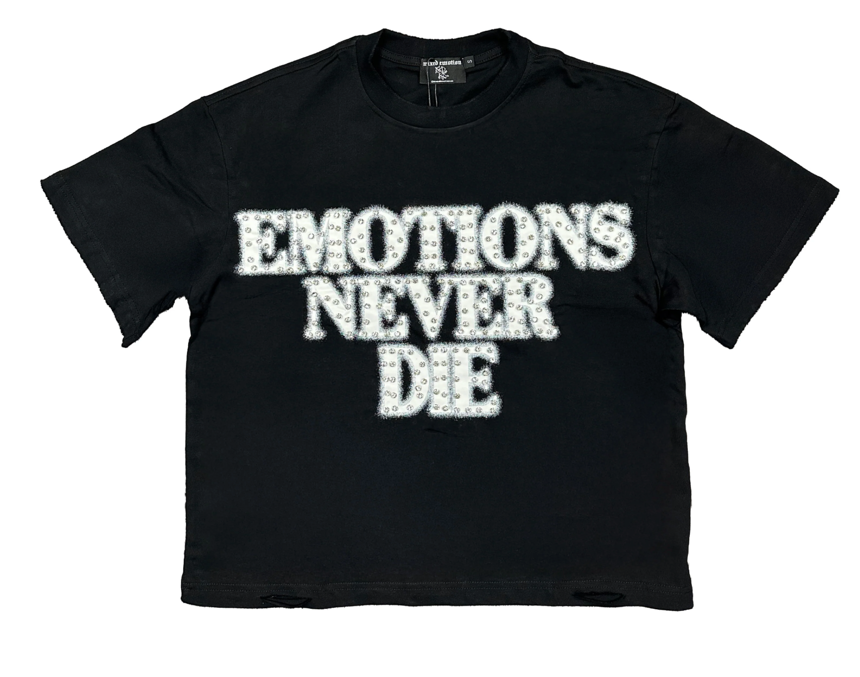 Mixed Emotions "End" Rhinestone Tee Shirt (Black)
